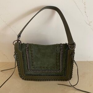 Zara Woman Crossbody Collection Chain Khaki Green Suede Leather Messenger Bag